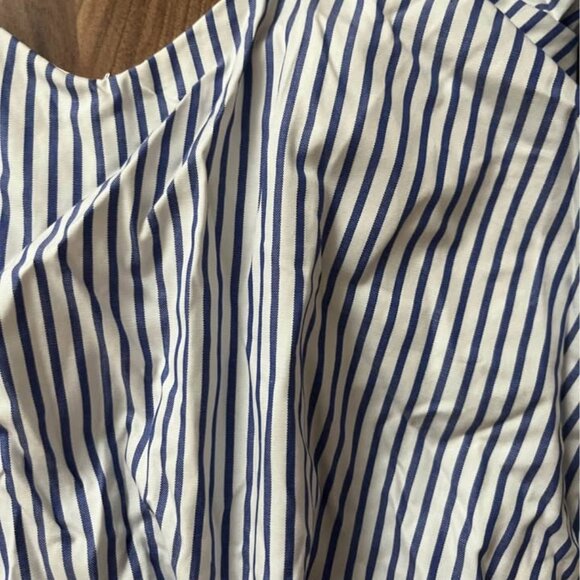 CAROLINE CONSTAS Gabriella White Blue Cambridge Stripe Bustier Top Sz Small - Picture 2 of 7